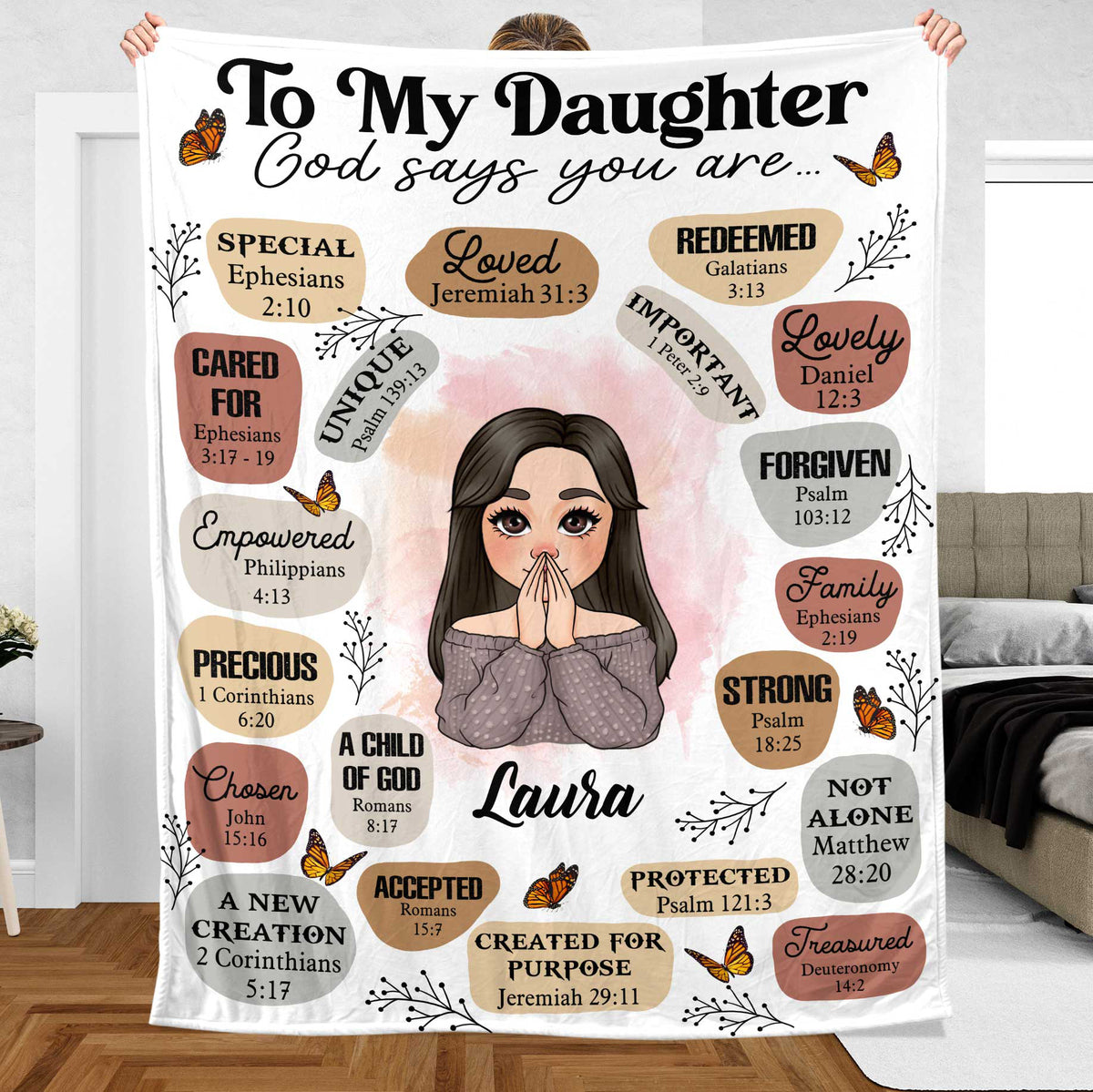To My Daughter/Grandaughter God Says You Are - Personalized Blanket - Best Gift For Daughter, Granddaughter - Giftago