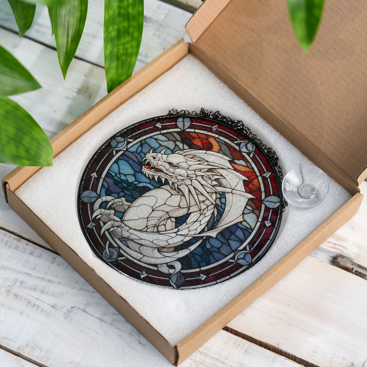 Lunar Flame Stained Glass Window Hanging Suncatcher