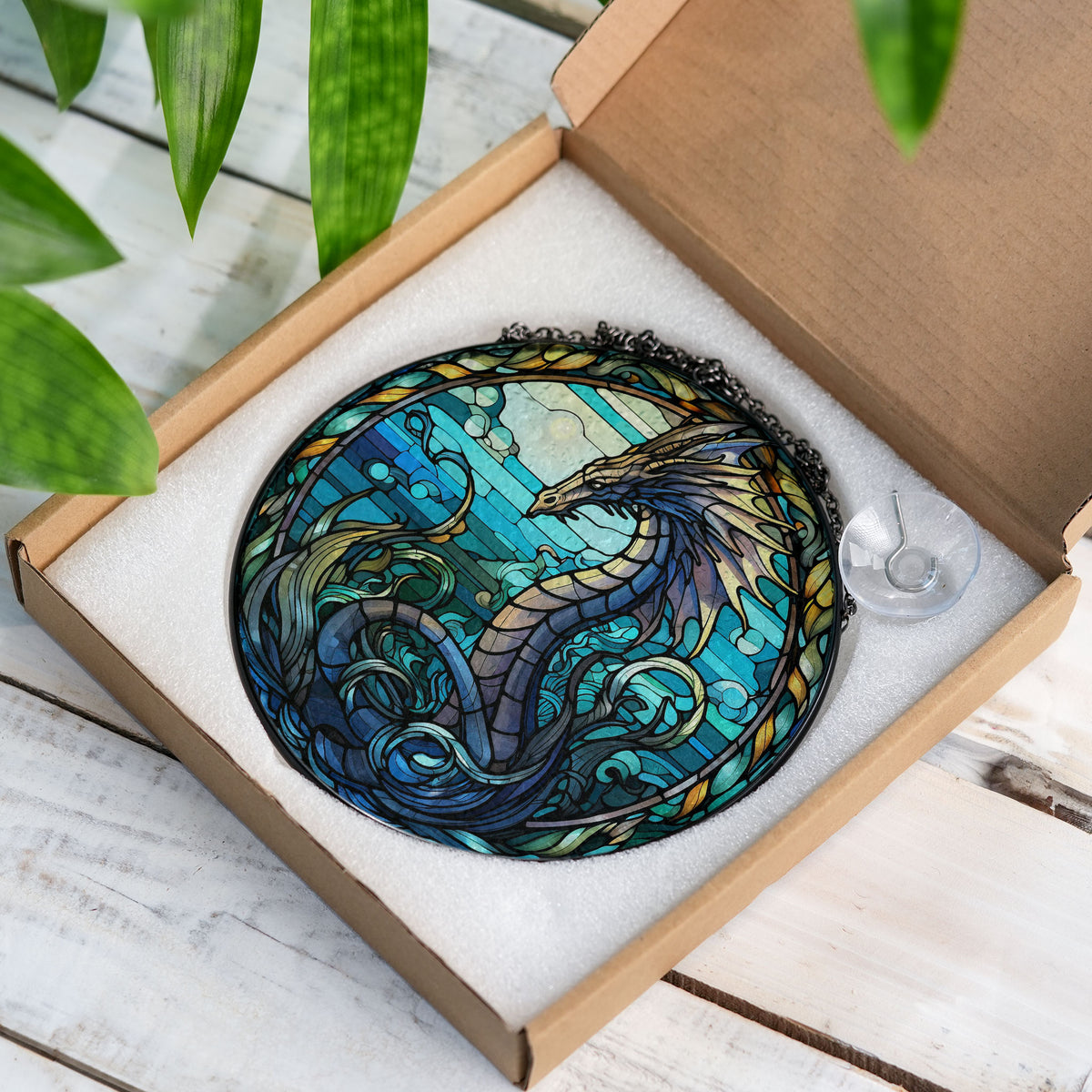 Fiery Sovereign Stained Glass Window Hanging Suncatcher