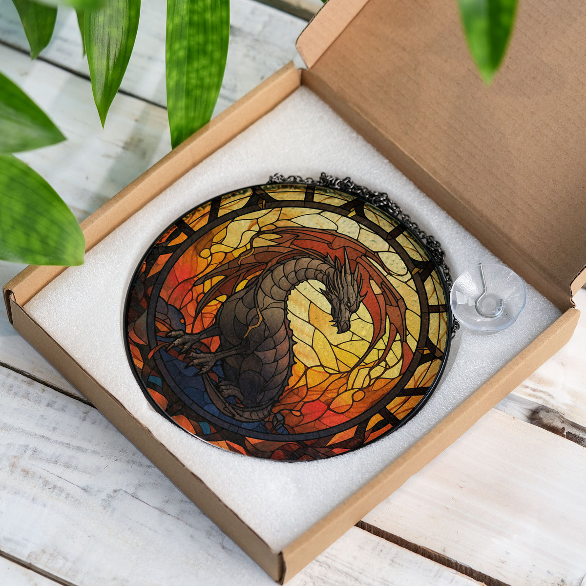 Crystal Emberlight Stained Glass Window Hanging Suncatcher