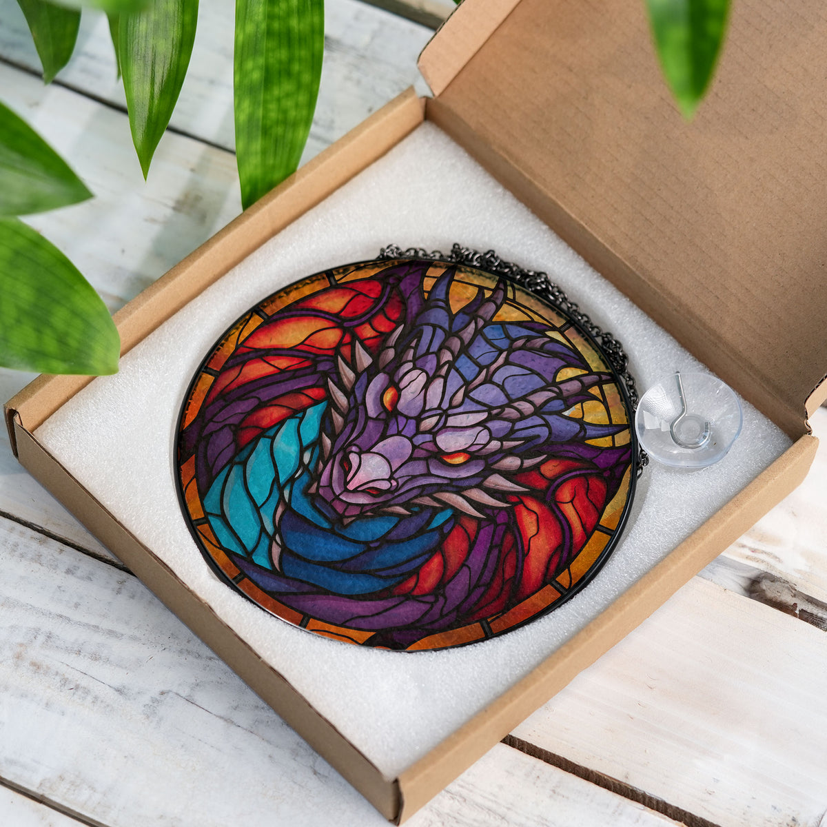 Bronze Flamewing Stained Glass Window Hanging Suncatcher