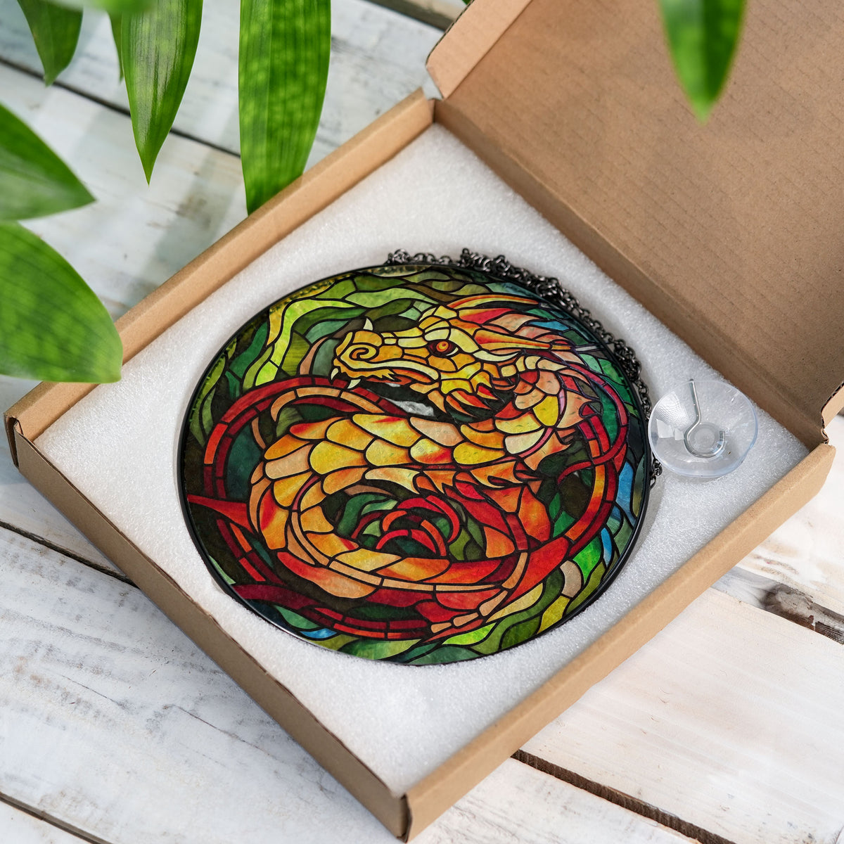 Solarflare Serpent Stained Glass Window Hanging Suncatcher