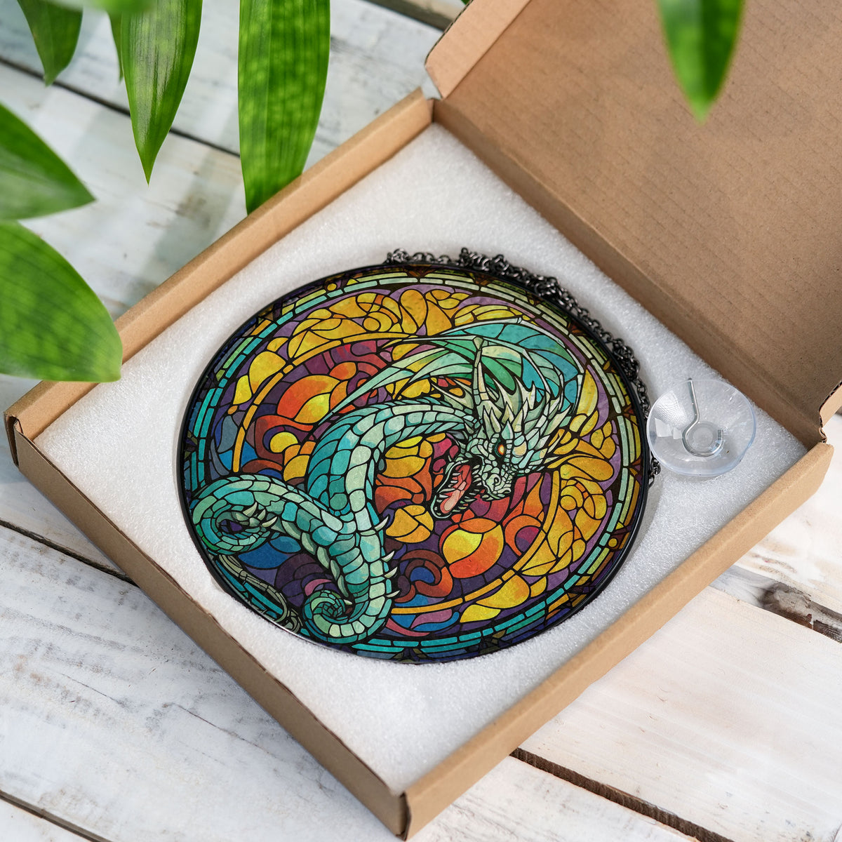 Shadowfang Drake Stained Glass Window Hanging Suncatcher