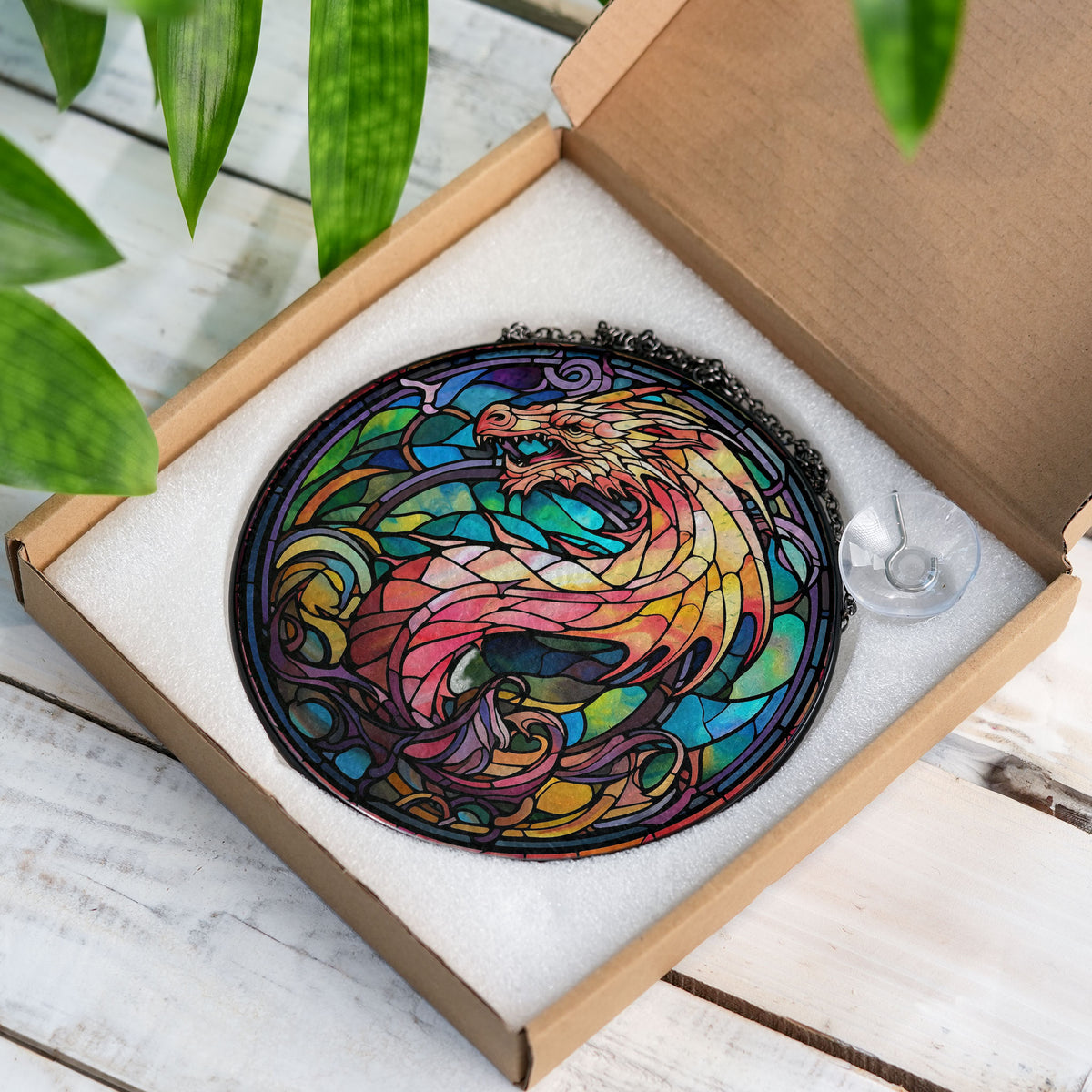 Verdant Skyseeker Stained Glass Window Hanging Suncatcher