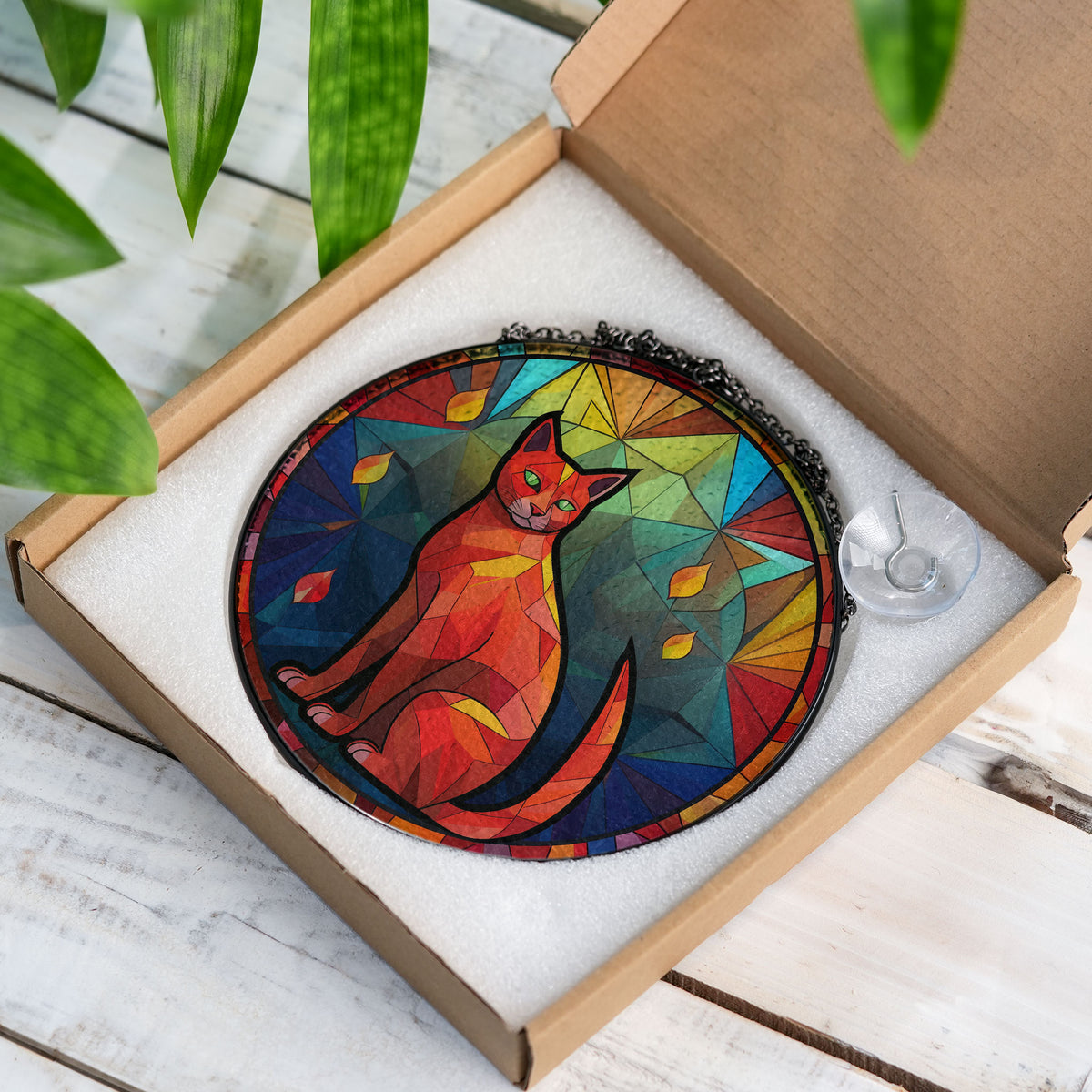 Crimson Prowler Stained Glass Window Hanging Suncatcher