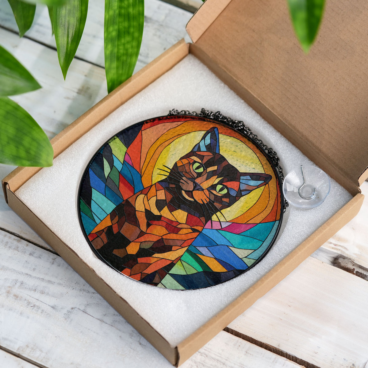 Midnight Observer Stained Glass Window Hanging Suncatcher