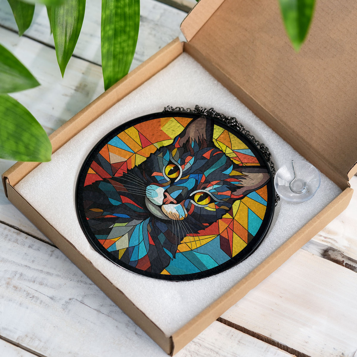 Radiant Paws Stained Glass Window Hanging Suncatcher