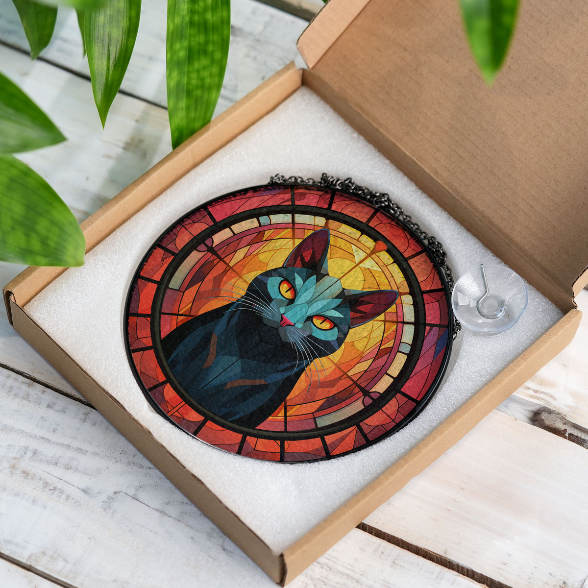 Starlit Prowler Stained Glass Window Hanging Suncatcher