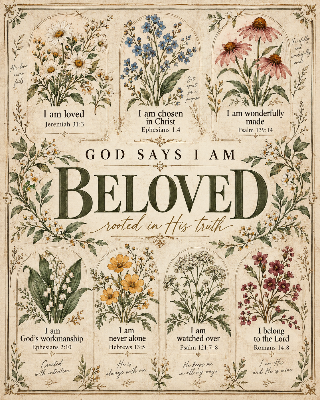God Says I Am Beloved – Botanical Scripture Blanket