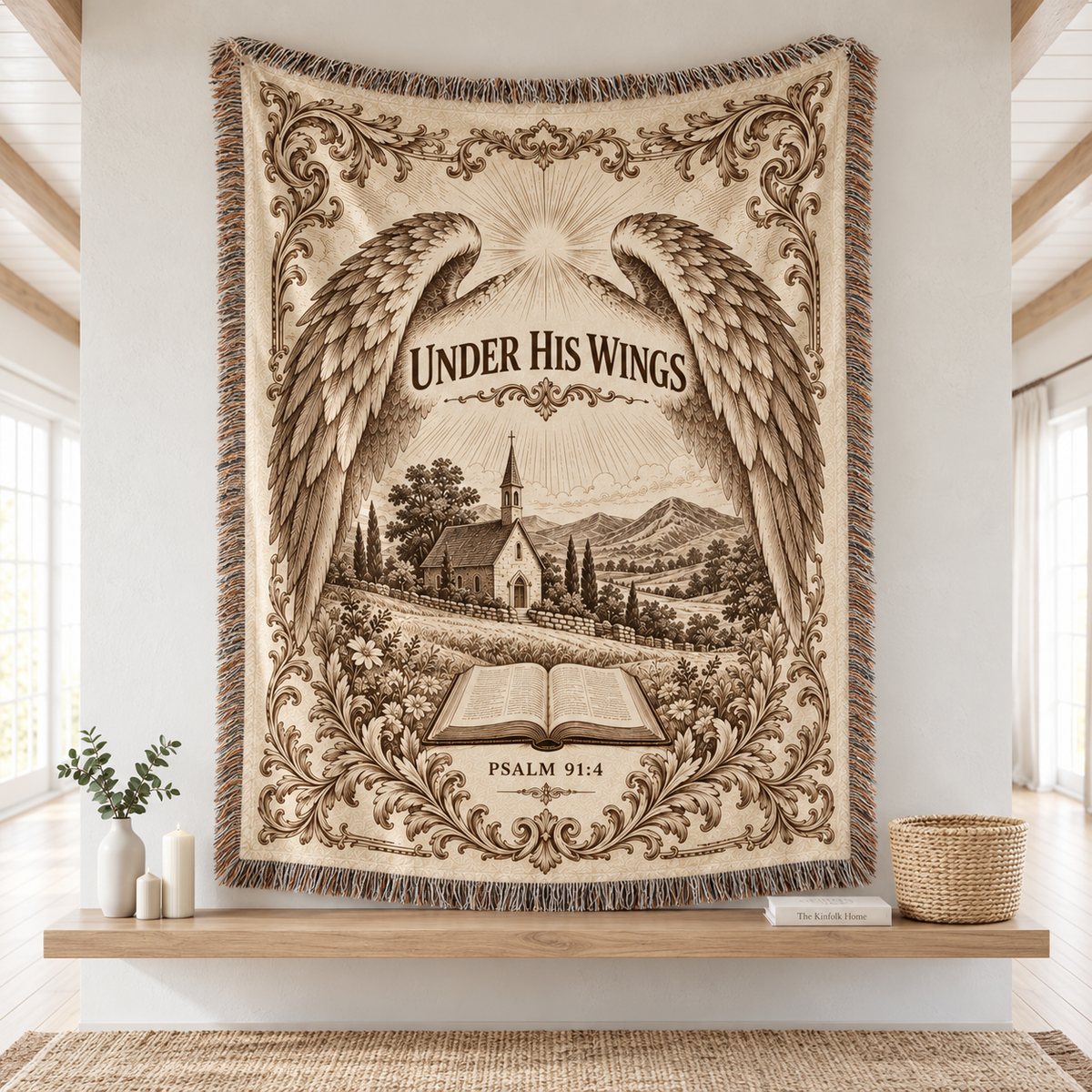 Under His Wings – Psalm 91:4 Christian Faith Blanket