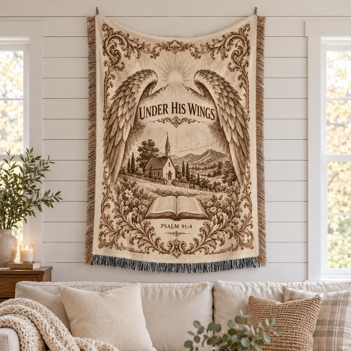 Under His Wings – Psalm 91:4 Christian Faith Blanket