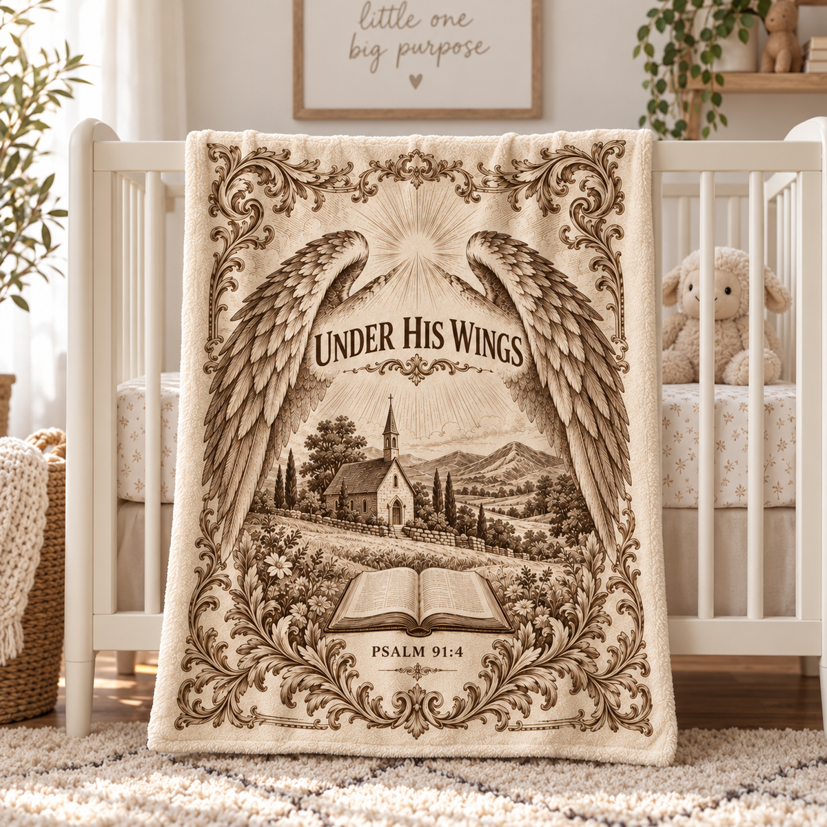 Under His Wings – Psalm 91:4 Christian Faith Blanket