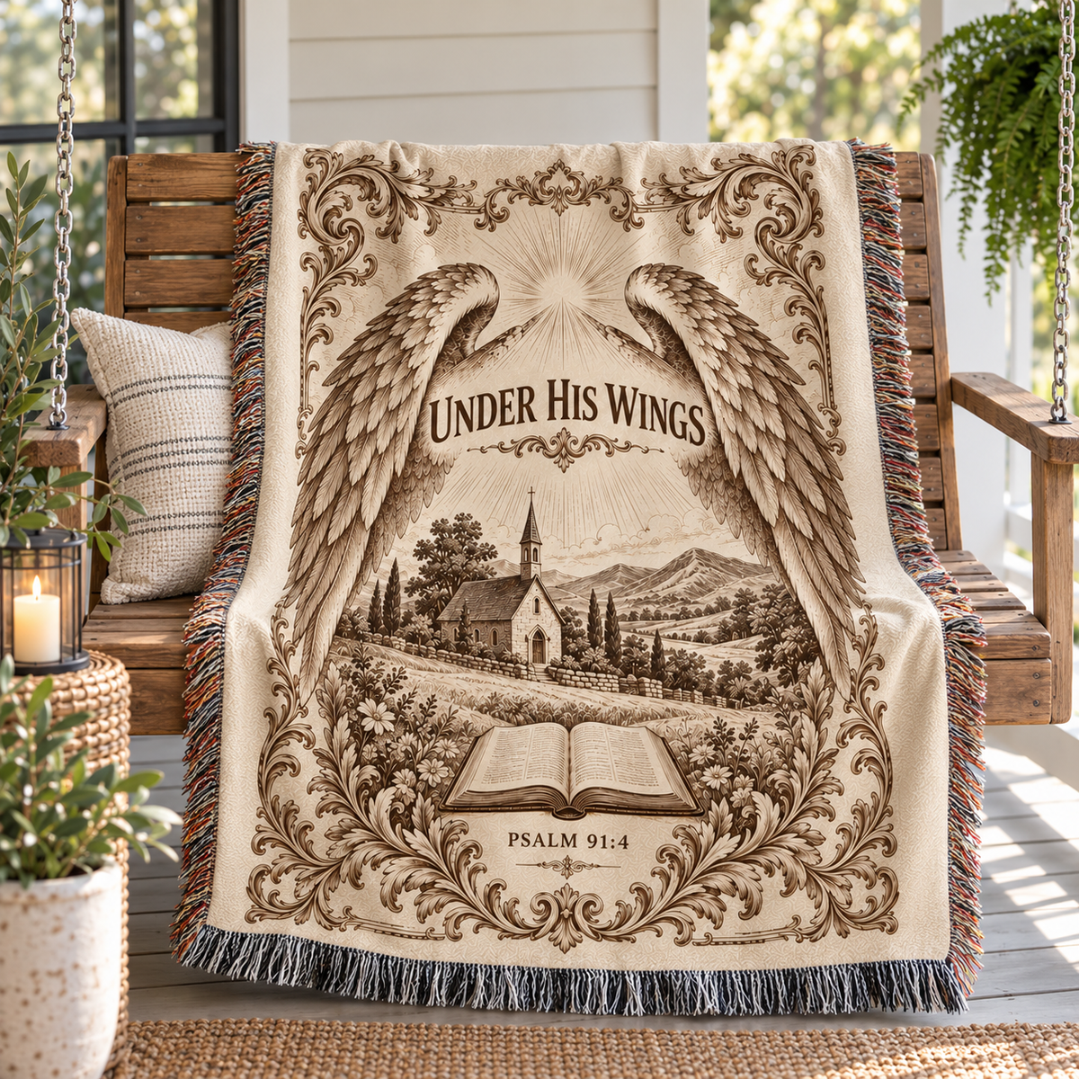 Under His Wings – Psalm 91:4 Christian Faith Blanket