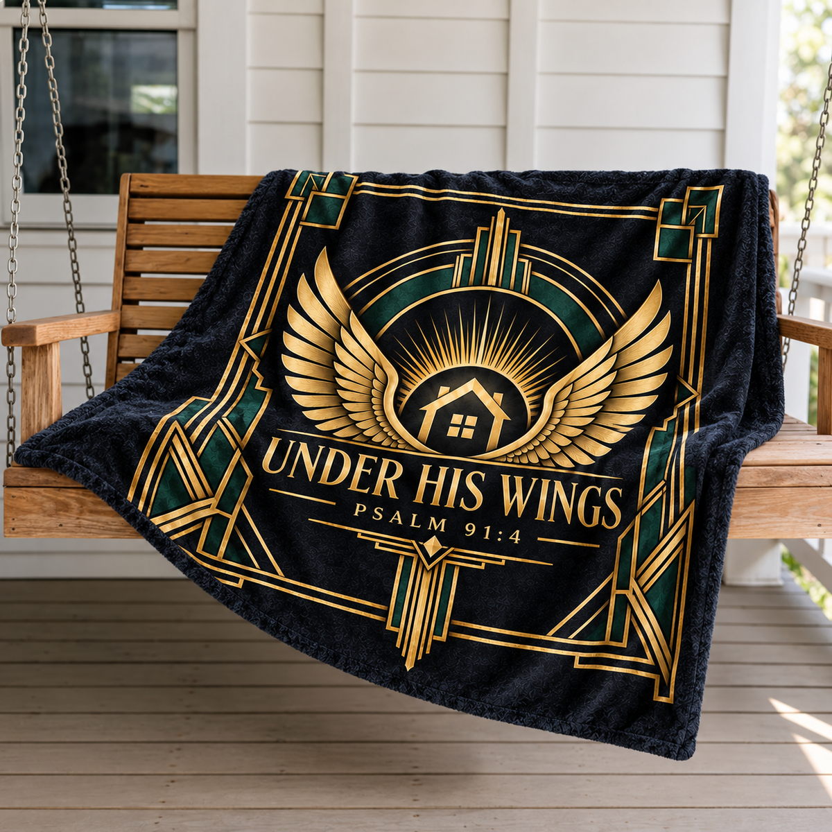 "Under His Wings" Psalm 91:4 Art Deco Throw Blanket – Divine Home Protection
