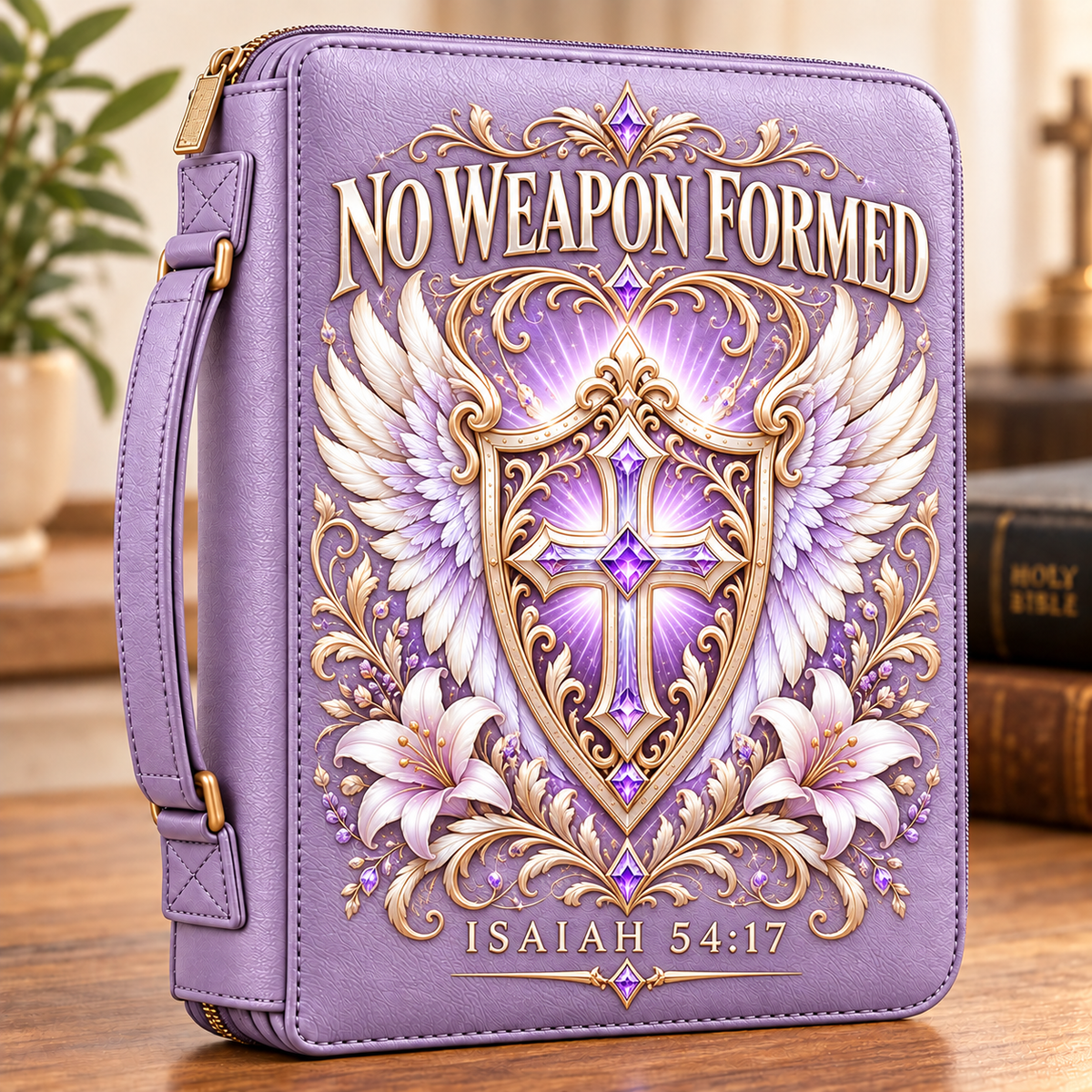 No Weapon Formed – Lavender Grace Shield Bible Cover