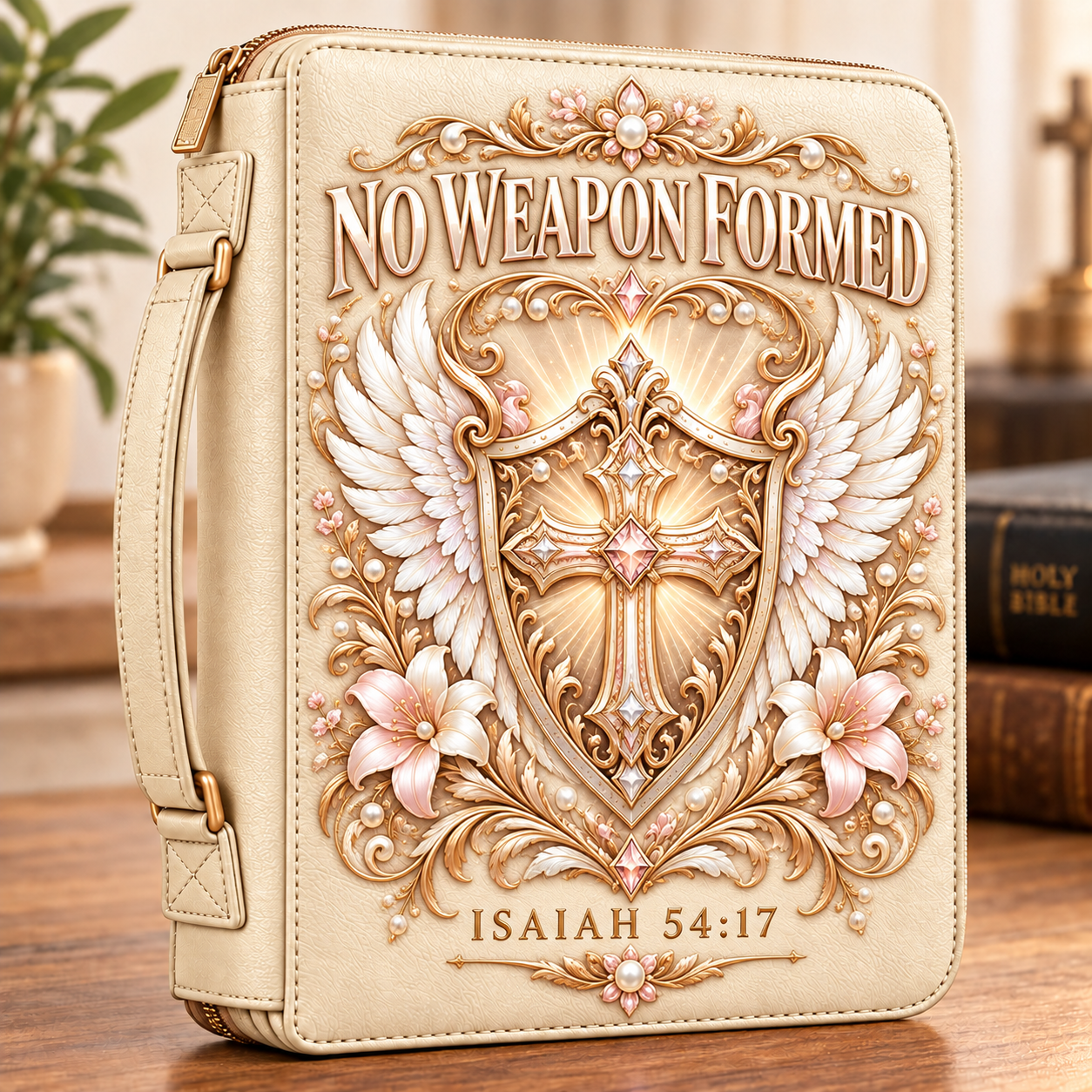 No Weapon Formed – Ivory Grace Shield Bible Cover