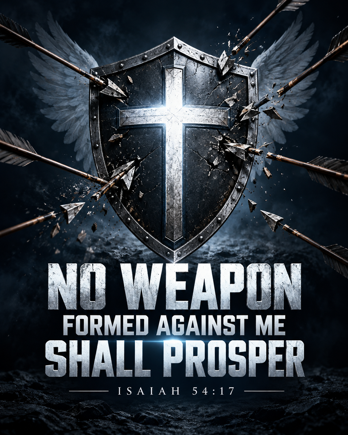 Midnight Steel No Weapon Formed Christian Poster – Isaiah 54:17