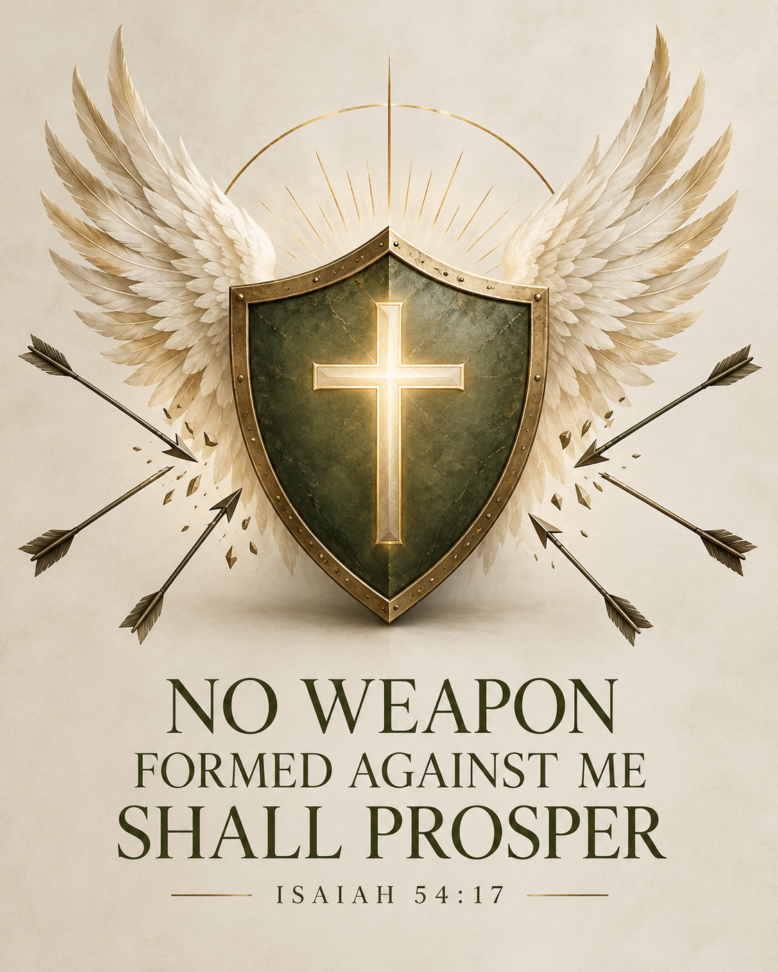 Sage Green No Weapon Formed Christian Poster – Isaiah 54:17