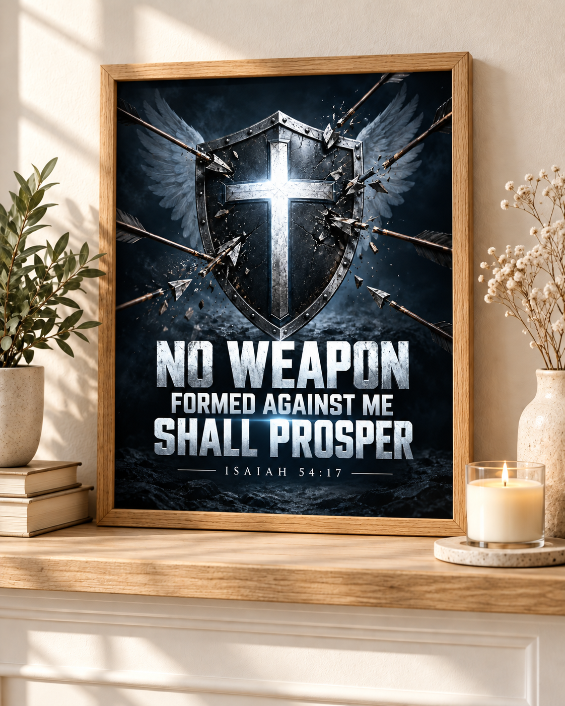 Midnight Steel No Weapon Formed Christian Poster – Isaiah 54:17