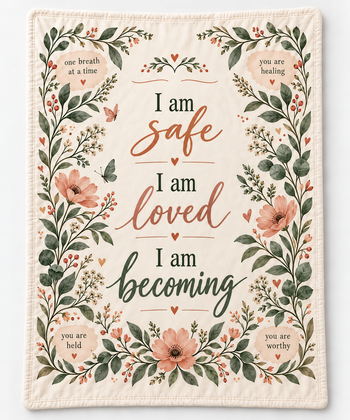 Wrapped in Affirmations – Healing Garden Blanket | Comfort and Encouragement Gift