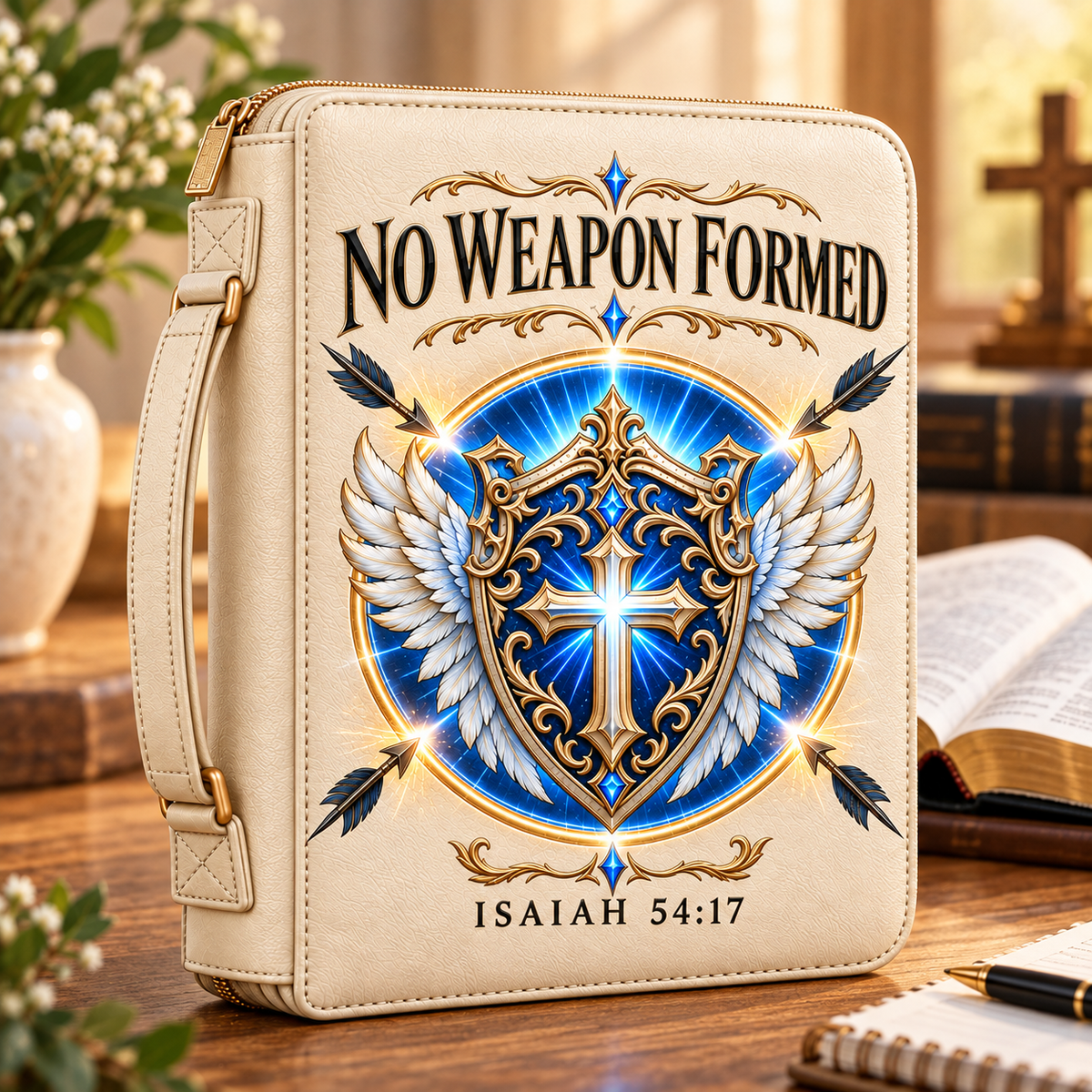 No Weapon Formed – Heavenly Armor Ivory Bible Cover