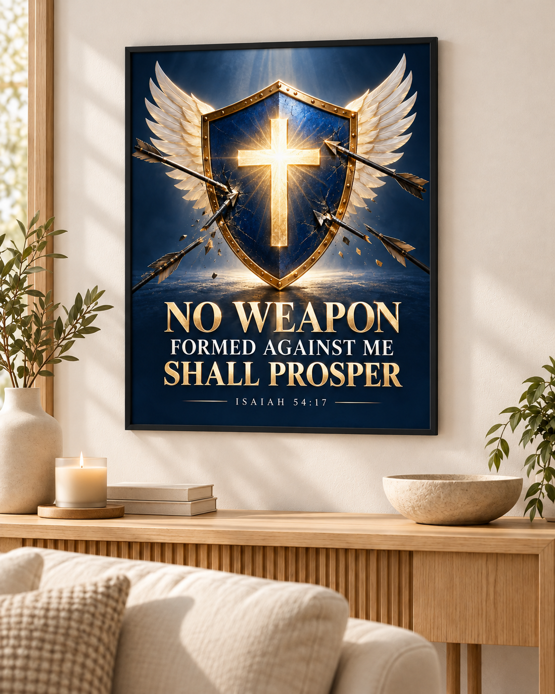 Royal Blue No Weapon Formed Christian Poster – Isaiah 54:17
