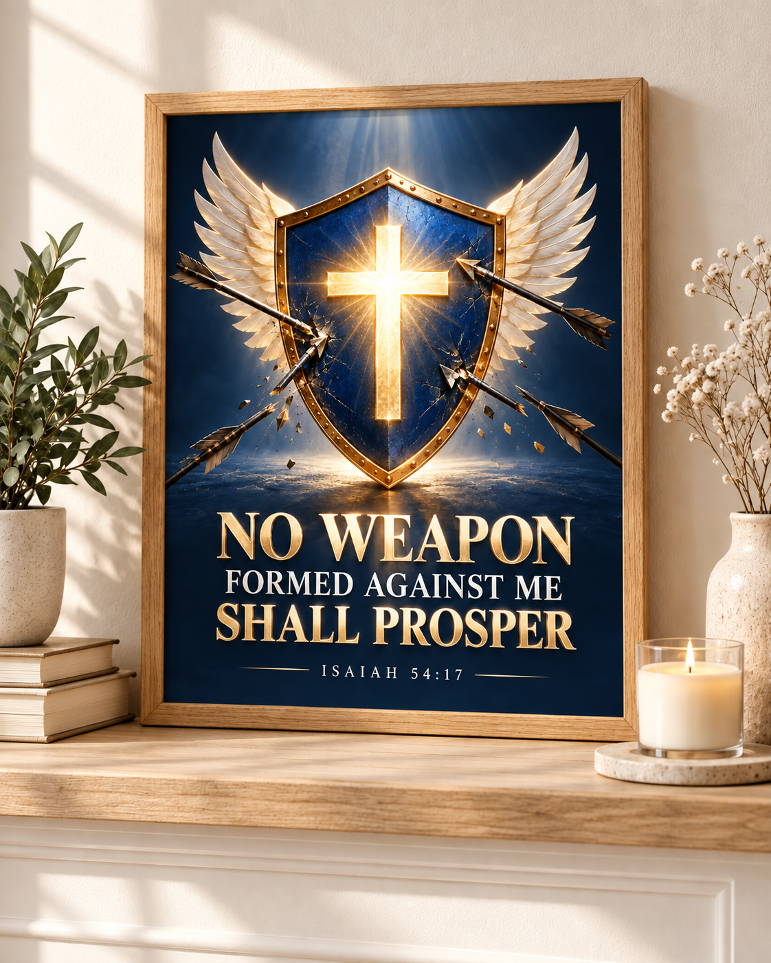 Royal Blue No Weapon Formed Christian Poster – Isaiah 54:17
