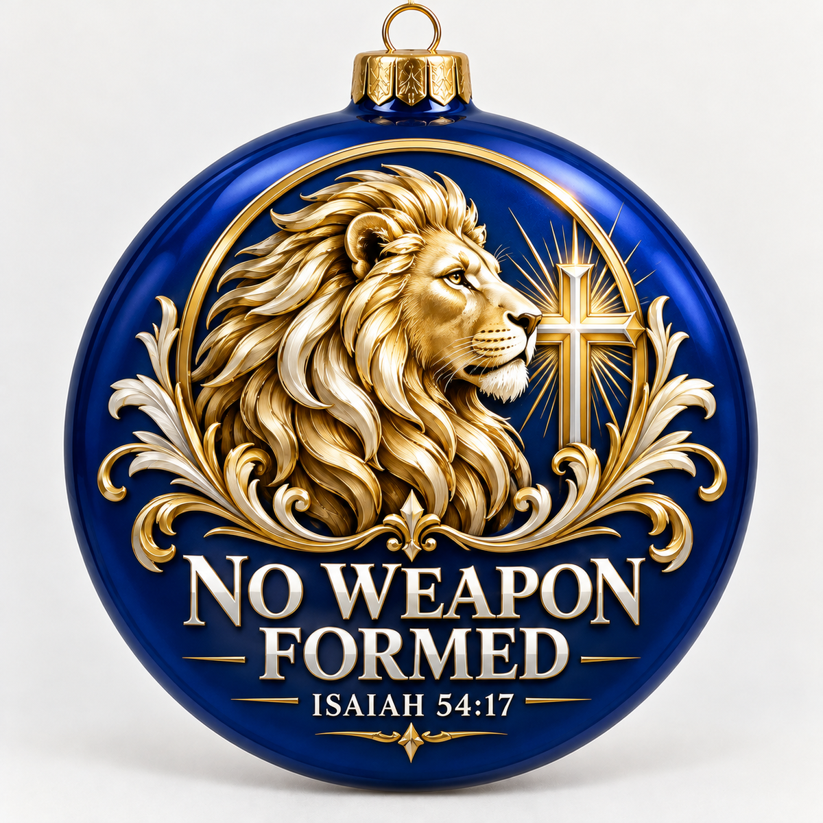 Lion of Faith Christian Christmas Ornament – Isaiah 54:17