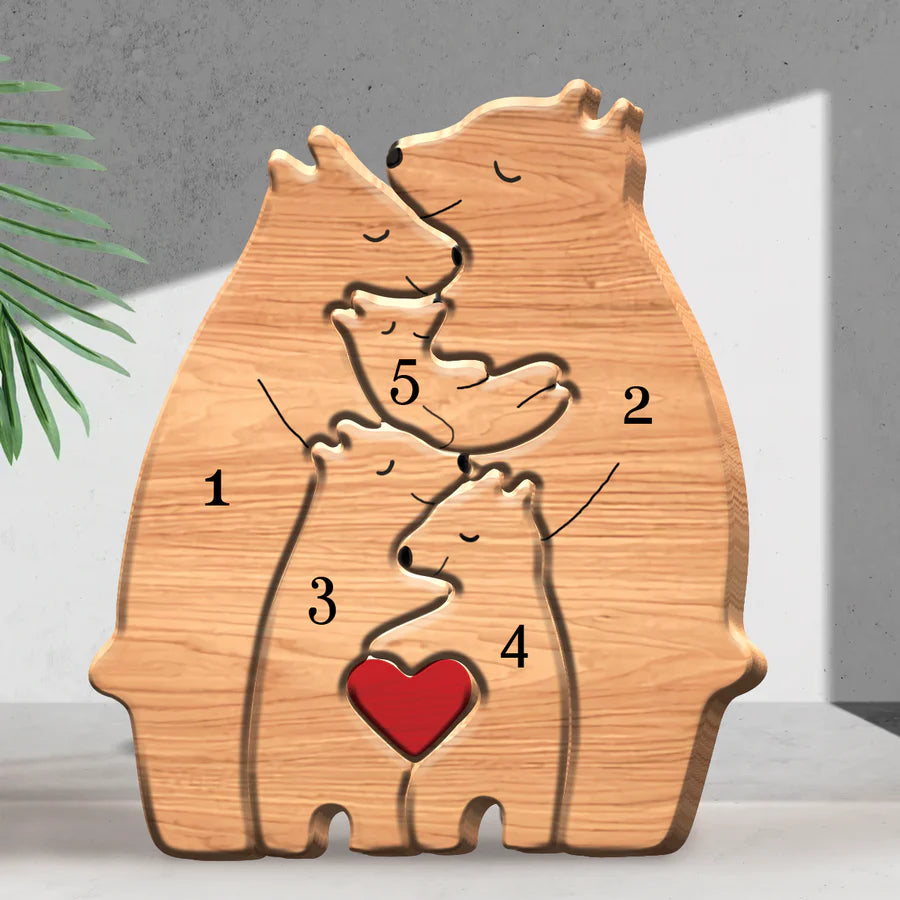 Bear Family - Personalized Wooden Decoration - Gift For Family, Mom, Dad - Giftago