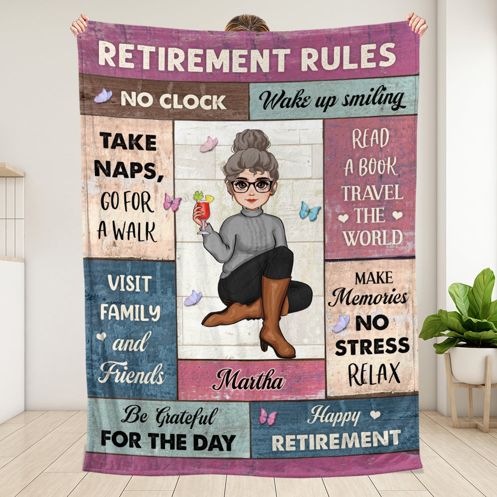 Retirement Rules No Clock - Personalized Blanket