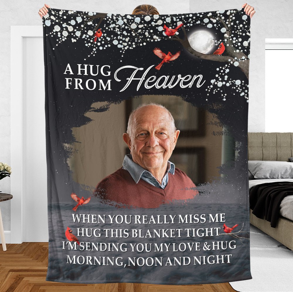 A Hug From Heaven Photo - Personalized Blanket - Sympathy Gift - Giftago