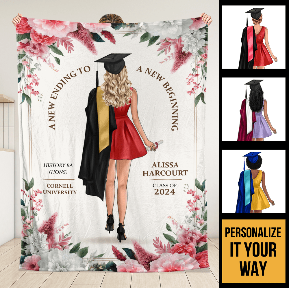 A New Beginning Graduation Personalized Blanket - Personalized Blanket - Giftago