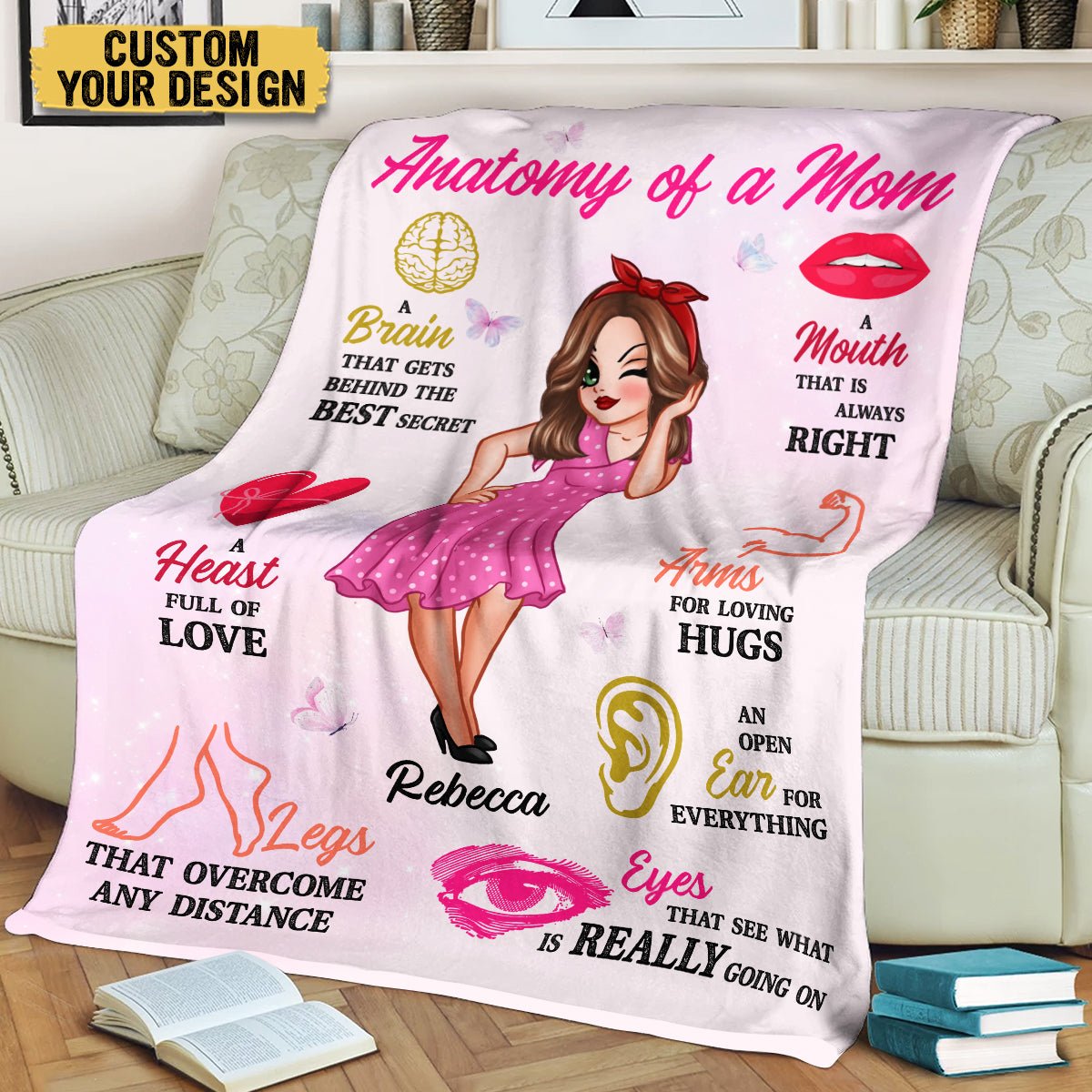 Anatomy Of Mom - Personalized Blanket - Best Gift For Mother - Giftago