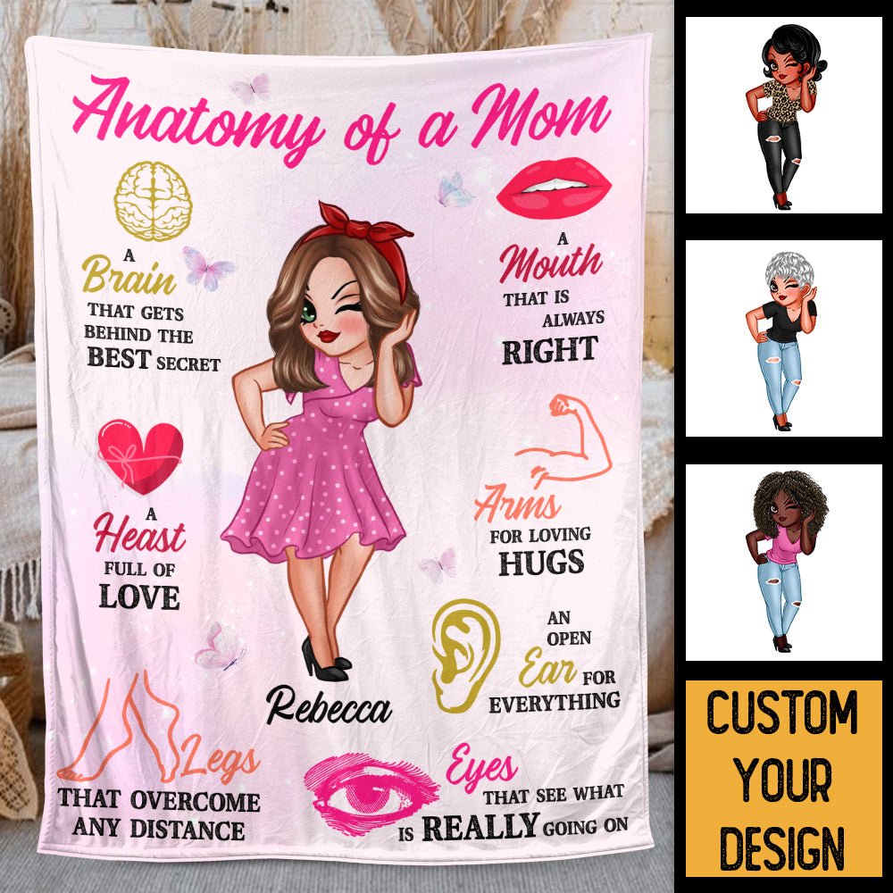 Anatomy Of Mom - Personalized Blanket - Best Gift For Mother - Giftago
