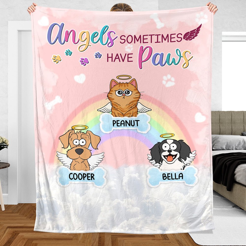 Angels Sometimes Have Paws - Personalized Blanket - Best Gift For Pet Lovers - Giftago