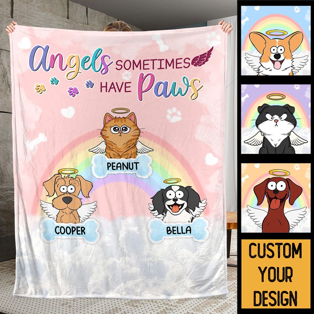 Angels Sometimes Have Paws - Personalized Blanket - Best Gift For Pet Lovers - Giftago