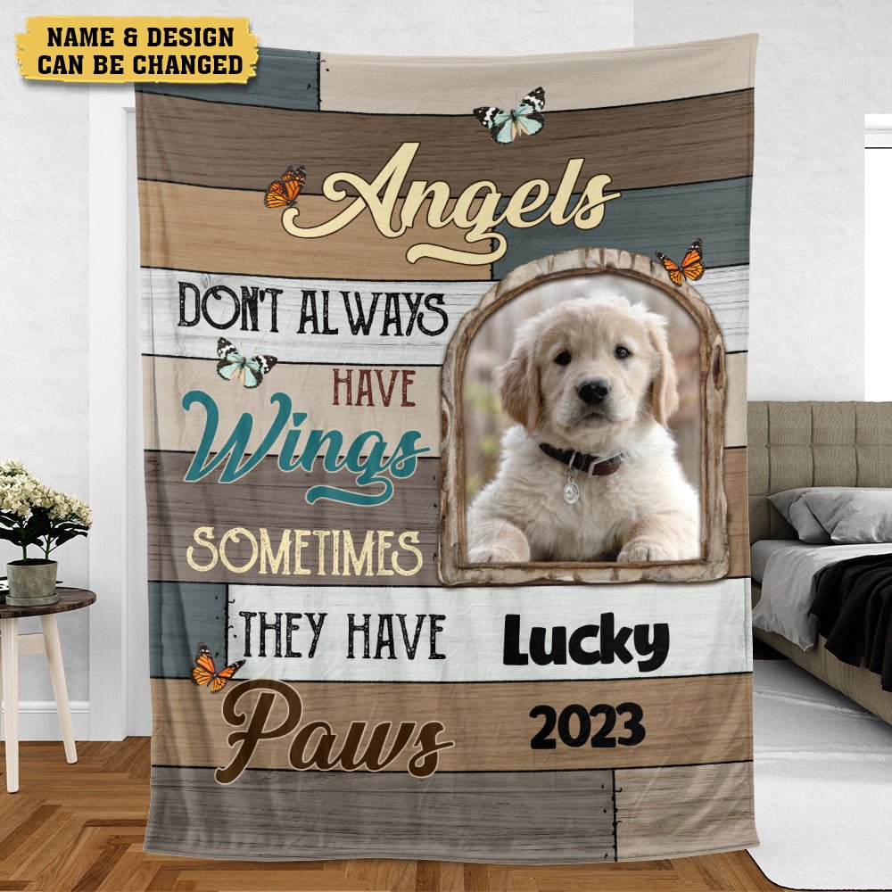 Angels Sometimes They Have Paws - Personalized Blanket - Best Gift For Pet Lovers - Giftago