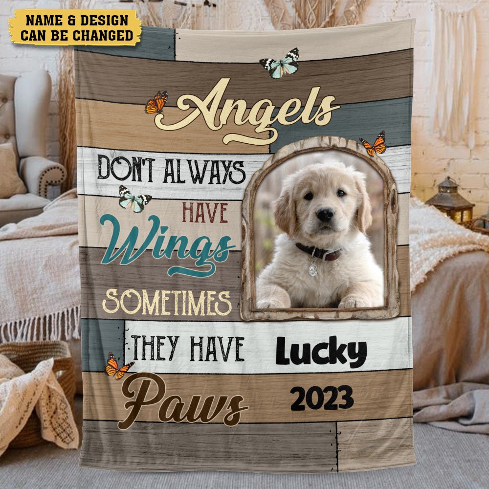 Angels Sometimes They Have Paws - Personalized Blanket - Best Gift For Pet Lovers - Giftago