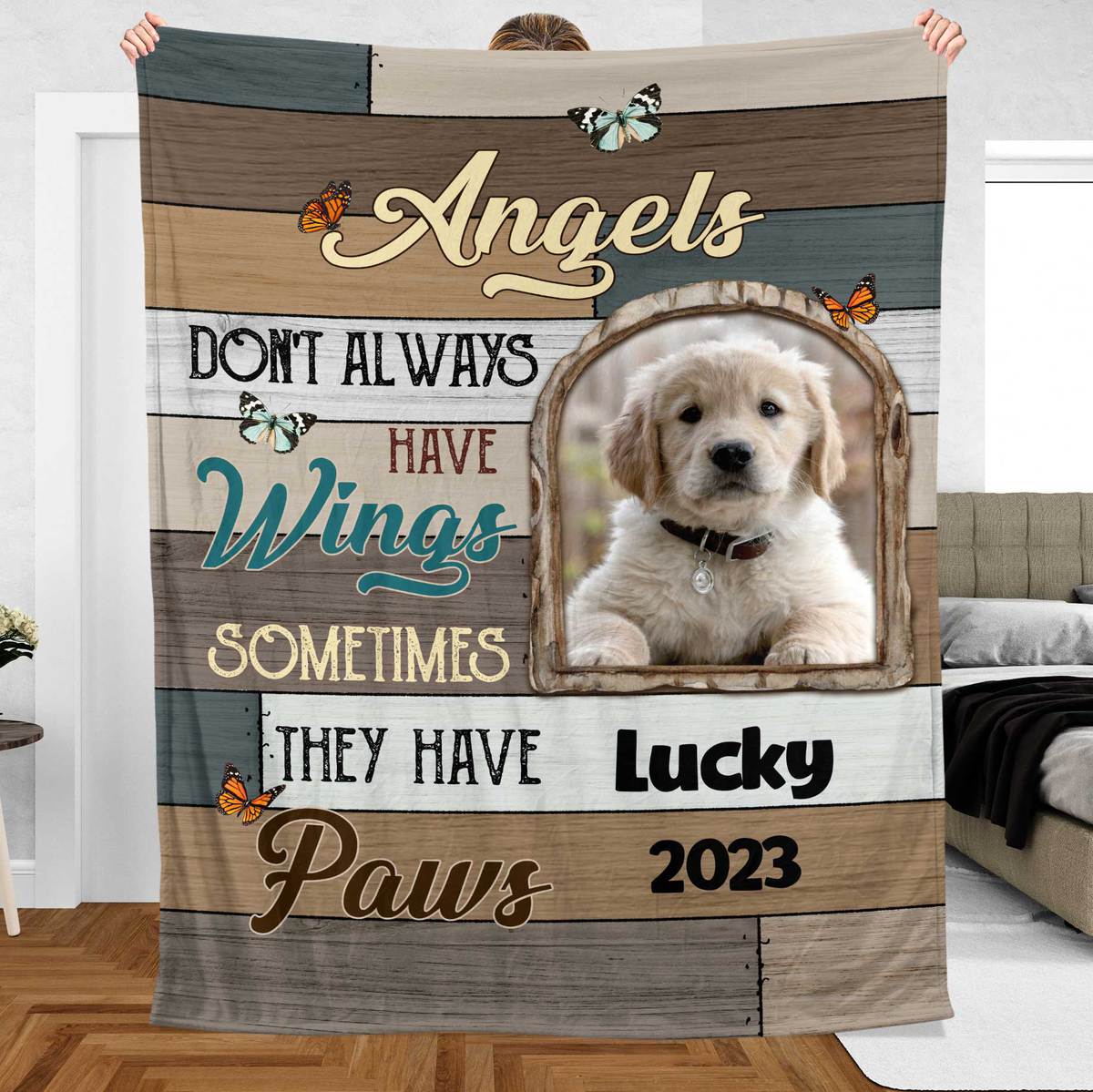 Angels Sometimes They Have Paws - Personalized Blanket - Best Gift For Pet Lovers - Giftago