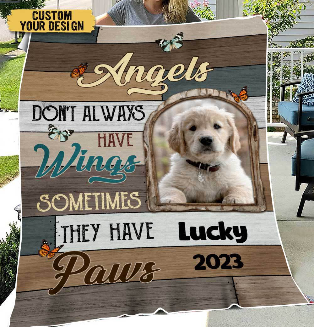 Angels Sometimes They Have Paws - Personalized Blanket - Best Gift For Pet Lovers - Giftago