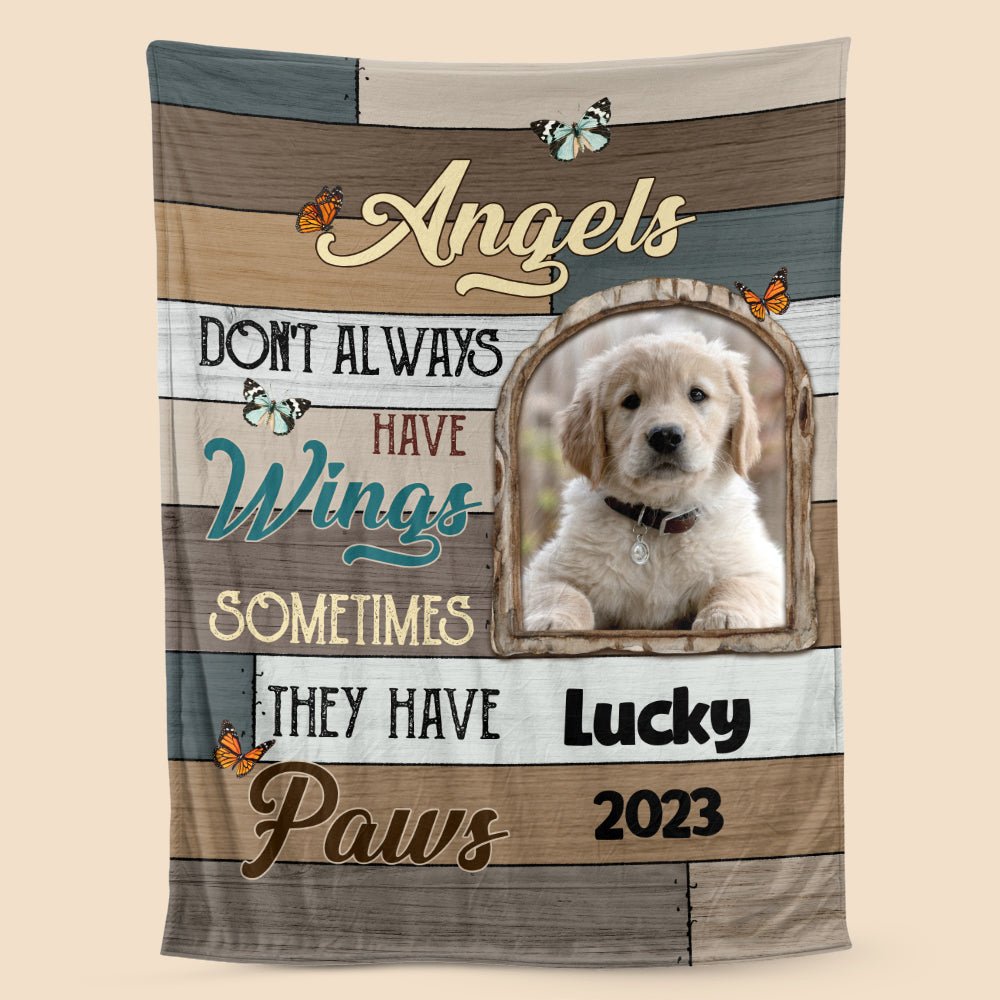 Angels Sometimes They Have Paws - Personalized Blanket - Best Gift For Pet Lovers - Giftago