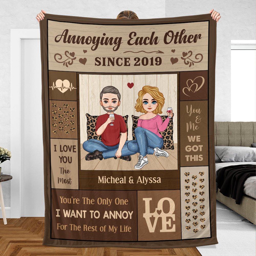 Annoying Each Other Brown - Personalized Blanket - Best Gift For Couple - Giftago