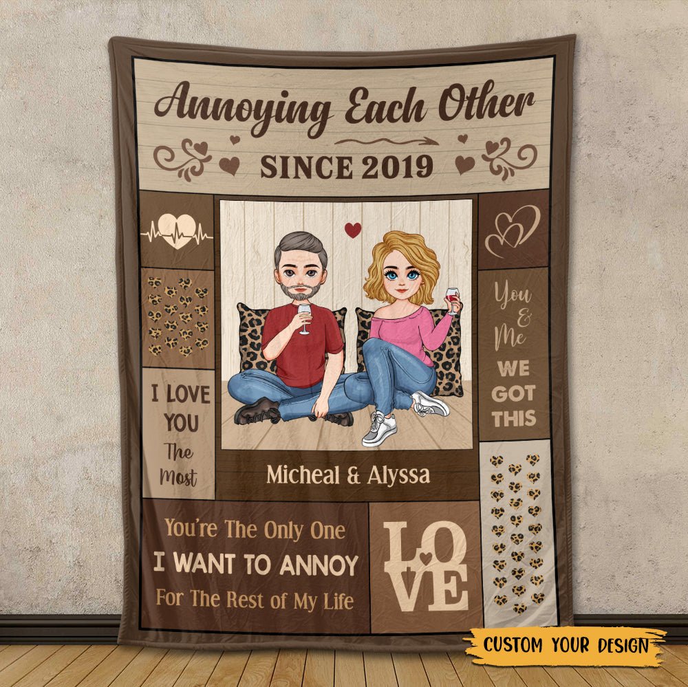 Annoying Each Other Brown - Personalized Blanket - Best Gift For Couple - Giftago