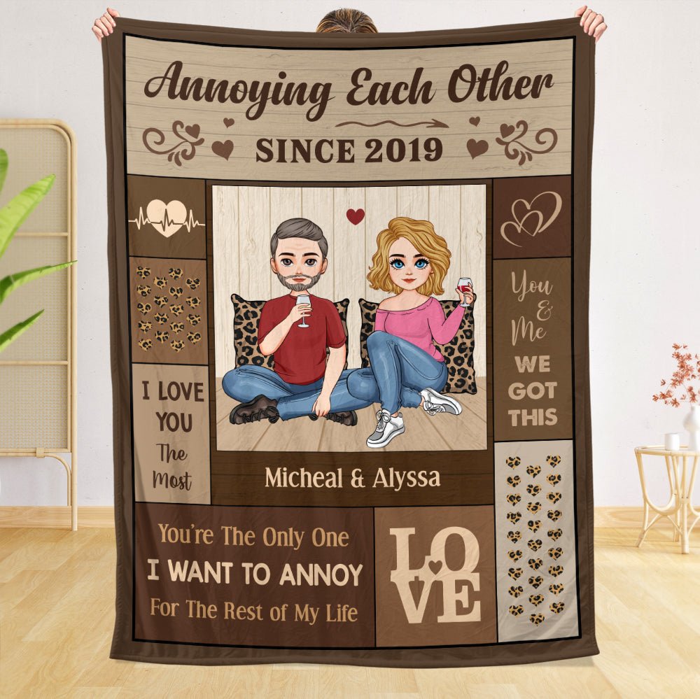 Annoying Each Other Brown - Personalized Blanket - Best Gift For Couple - Giftago