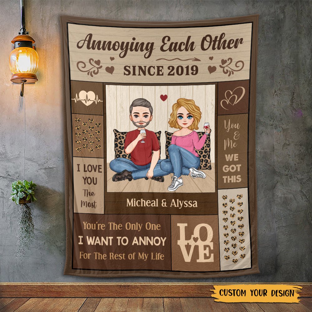 Annoying Each Other Brown - Personalized Blanket - Best Gift For Couple - Giftago