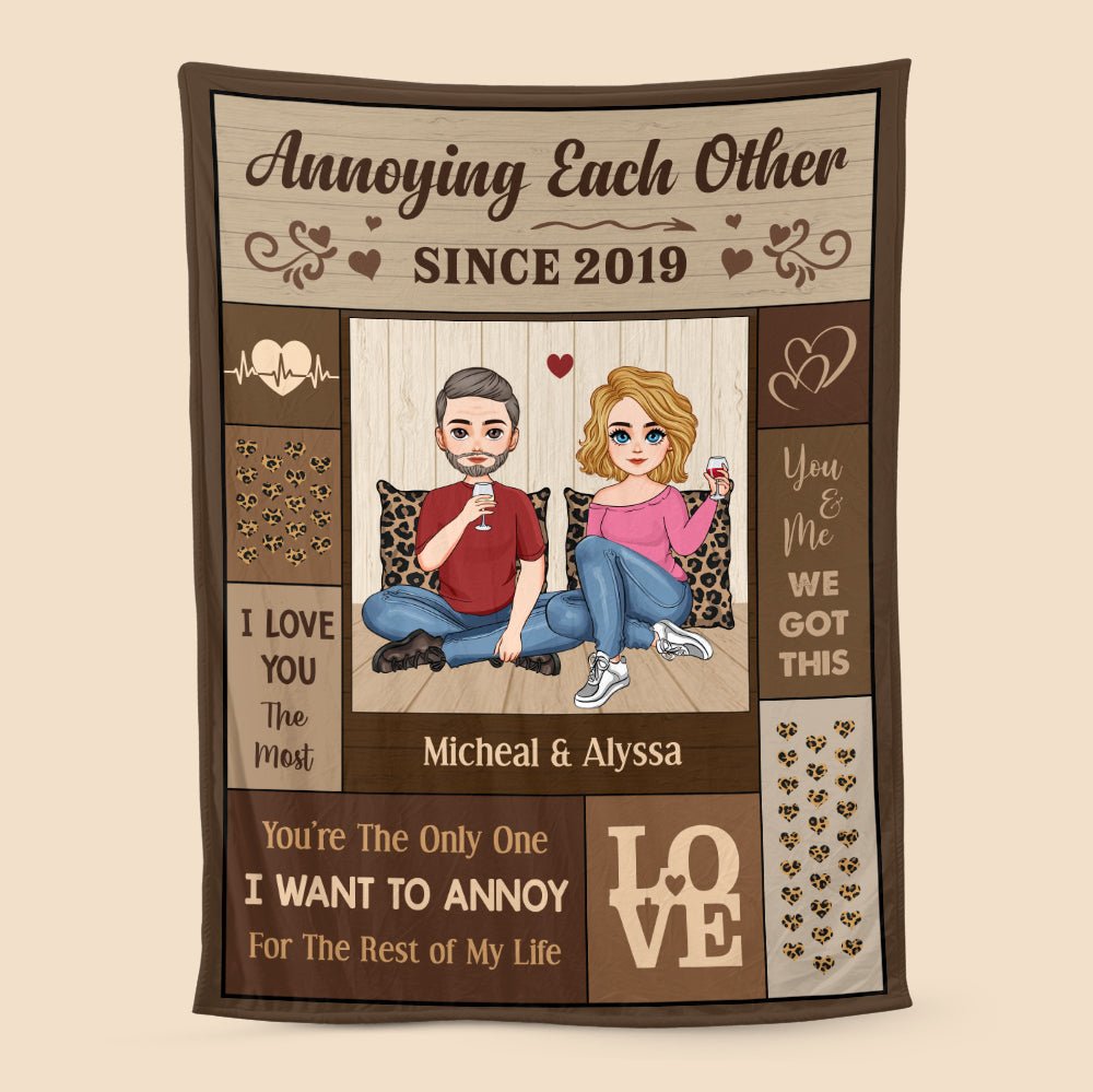 Annoying Each Other Brown - Personalized Blanket - Best Gift For Couple - Giftago