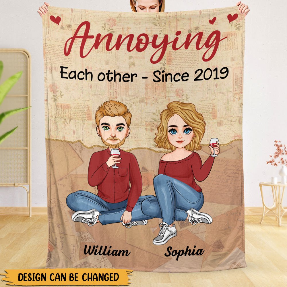 Annoying Each Other Couple Vintage - Personalized Blanket - Meaningful Gift For Valentine, For Couple - Giftago