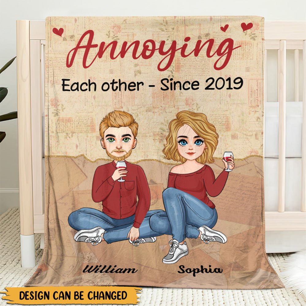 Annoying Each Other Couple Vintage - Personalized Blanket - Meaningful Gift For Valentine, For Couple - Giftago