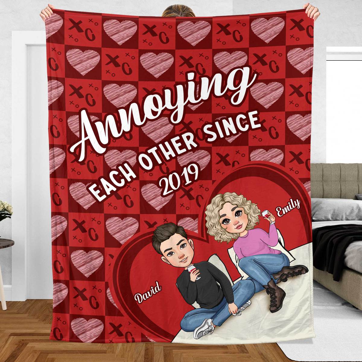 Annoying Each Other Since... Couple Red - Personalized Blanket - Meaningful Gift For Valentine, For Couple - Giftago