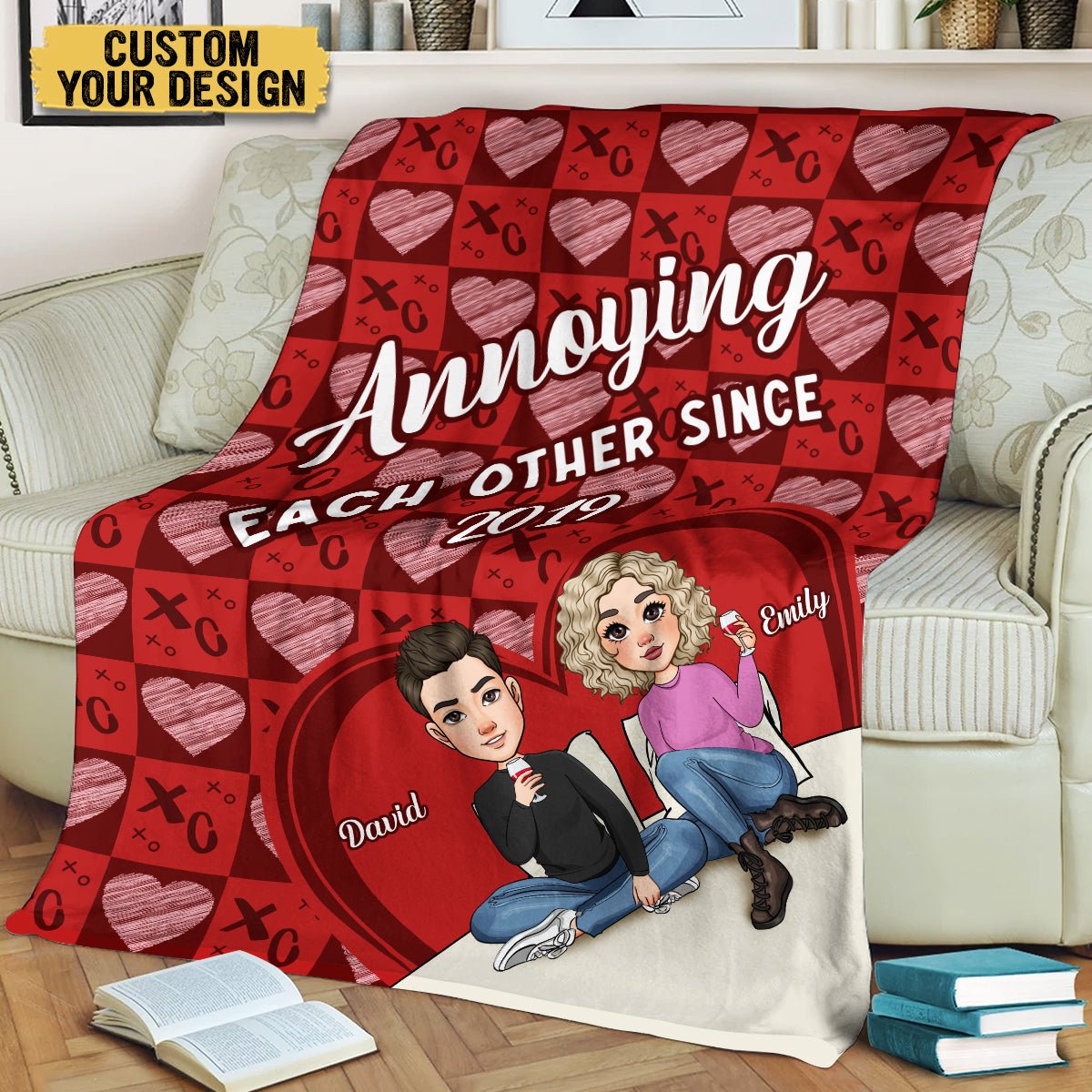 Annoying Each Other Since... Couple Red - Personalized Blanket - Meaningful Gift For Valentine, For Couple - Giftago